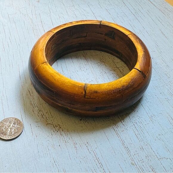 Stacked Wood Distressed Bangle Bracelet - Picture 1 of 4